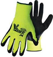Boss V2 FLEXI-GRIP 8412-L Coated Gloves, Mens, L, Knit Cuff, Latex Coating, Polyester Glove, Black/Fluorescent Yellow 