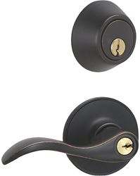 Schlage JC60VSEV716 Deadbolt and Entry Lockset, Mechanical Lock, Lever Handle, Wave Design, Aged Bronze, Yes, Metal 