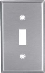 EATON 93071-BOX1 Wallplate, 4-1/2 in L, 2-3/4 in W, 1 -Gang, Stainless Steel, Clear, Satin 