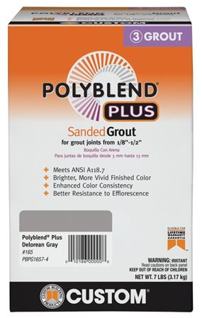 Custom Polyblend Plus PBPG1657-4 Sanded Grout, Delorean Gray, 7 lb Box