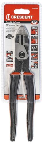 Crescent Z2 K9 Series Z20509CG Lineman's Plier, 9.6 in OAL, 5 AWG Cutting Capacity, 1.6 in Jaw Opening, 0.31 in W Jaw