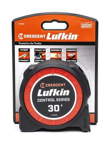 Crescent Lufkin Control Series L1030C Tape Measure, 30 ft L Blade, 1-3/16 in W Blade