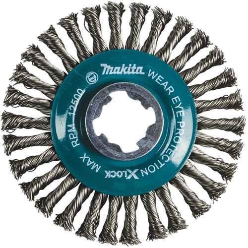 Makita X-LOCK D-72659 Wire Wheel Brush, 4-1/2 in Dia, Stringer Bead Twist Bristle, 0.02 in Dia Bristle