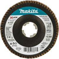 Makita X-LOCK T-03894 Grinding and Polishing Flap Disc, 4-1/2 in Dia, 7/8 in Arbor, 40 Grit, Coarse
