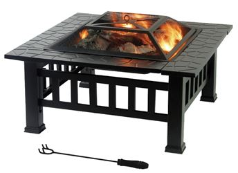 Seasonal Trends N834 Fire Pit Square, 32 in OAW, 32 in OAD, 17 in OAH, Square, Wood Ignition, 3.5 ft Heating