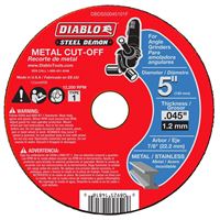 Diablo Steel Demon DBDS50045101F Cut-Off Disc, 5 in Dia, 0.045 in Thick, 7/8 in Arbor, Ceramic Abrasive