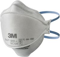 3M Aura Series 9205P-10-DC 3-Panel Particulate Respirator, One-Size Mask, N95 Filter Class, 95 % Filter Efficiency