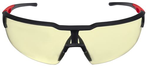 Milwaukee 48-73-2100 Safety Glasses, Unisex, Anti-Scratch Lens, Polycarbonate Lens, Plastic Frame, Black/Red Frame