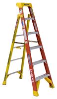 WERNER LEANSAFE L6200 Series L6206 Leaning Ladder, 10 ft Max Reach H, 6-Step, 300 lb, Type IA Duty Rating, 3 in D Step 