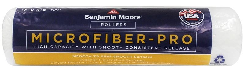 Benjamin Moore U65679-018 Roller Cover, 3/8 in Thick Nap, 9 in L, Microfiber Cover