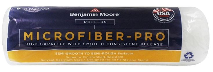 Benjamin Moore U65678-018 Roller Cover, 1/2 in Thick Nap, 9 in L, Microfiber Cover