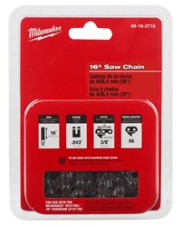 Milwaukee 49-16-2715 Chainsaw Chain, 16 in L Bar, 0.043 in Gauge, 3/8 in TPI/Pitch, 56-Link