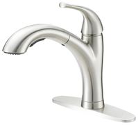 Boston Harbor Pull-Out Kitchen Faucet, 1.8 gpm, 1-Faucet Handle, 1, 3-Faucet Hole, Metal/Plastic, Stainless Steel