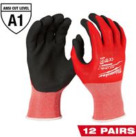 Milwaukee 48-22-8902B Dipped Work Gloves, Unisex, L, Elastic Knit Cuff, Nitrile Coating, Lycra/Nylon Glove, Black/Red