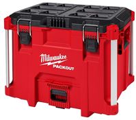 Milwaukee PACKOUT 48-22-8429 Tool Box, 100 lb, Polypropylene, Black/Red, 16.9 in H x 21.8 in W x 15.5 in D Outside