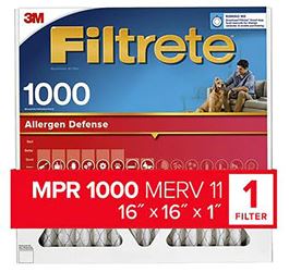 Filtrete AL16-4 Air Filter, 16 in L, 16 in W, 11 MERV, 1000 MPR, Polypropylene Frame  4 Pack