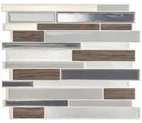 Smart Tiles Mosaik Series SM1050-4 Wall Tile, 11.27 in L Tile, 9.64 in W Tile, Straight Edge, Milano Argento Pattern, Pack of 6
