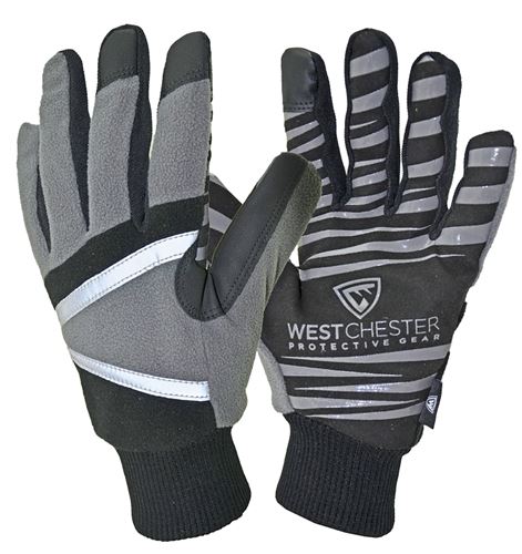WEST CHESTER 96650/XL Hi-Dexterity, Insulated Winter Gloves, XL, 10-3/8 in L, Reinforced, Wing Thumb, Black/Gray