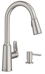 Moen Edwyn Series 87028SRS Pull-Down Kitchen Faucet, 1.5 gpm, 1-Faucet Handle, 1, 4-Faucet Hole, Stainless Steel
