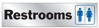 Hy-Ko 488 Sign, Restrooms, Silver Background, Vinyl, 2 x 8 in Dimensions, Pack of 10