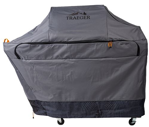 Traeger BAC602 Full-Length Grill Cover, 25 in W, 59 in D, 51 in H, Nylon/Polyester, Gray/Orange/Red