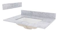 CRAFT + MAIN ST31228CWR Vanity Top, 31 in OAW, Marble, 1-Bowl, Rectangular Bowl