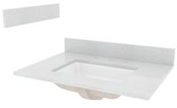 Craft + Main STE31228SWR Vanity Top, 31 in OAL, 22 in OAW, Stone/Vitreous China, Silver Crystal White, Undermount Sink