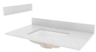 CRAFT + MAIN STE37228SWR Vanity Top, 37 in OAL, 22 in OAW, Stone/Vitreous China, Silver Crystal White, Undermount Sink