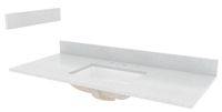 CRAFT + MAIN STE49228SWR Vanity Top, 49 in OAL, 22 in OAW, Stone/Vitreous China, Silver Crystal White, Undermount Sink
