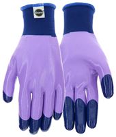 Miracle-Gro MG30856-W-ML Breathable, Multi-Purpose Work Gloves, Womens, M/L, Elastic Knit Cuff, Nitrile Coating, Purple