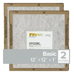 Filtrete FPL10-2PK-24 Flat Panel Air Filter, 12 in L, 12 in W, 2 MERV, For: Air Conditioner, Furnace and HVAC System  24 Pack