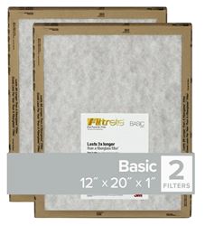 Filtrete FPL19-2PK-24 Flat Panel Air Filter, 20 in L, 12 in W, 2 MERV, For: Air Conditioner, Furnace and HVAC System  24 Pack