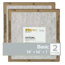 Filtrete FPL11-2PK-24 Flat Panel Air Filter, 14 in L, 14 in W, 2 MERV, For: Air Conditioner, Furnace and HVAC System  24 Pack