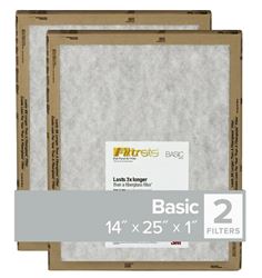 Filtrete FPL04-2PK-24 Flat Panel Air Filter, 25 in L, 14 in W, 2 MERV, For: Air Conditioner, Furnace and HVAC System  24 Pack