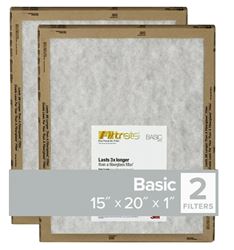 Filtrete FPL06-2PK-24 Flat Panel Air Filter, 20 in L, 15 in W, 2 MERV, For: Air Conditioner, Furnace and HVAC System  24 Pack