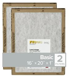 Filtrete FPL00-2PK-24 Flat Panel Air Filter, 20 in L, 16 in W, 2 MERV, For: Air Conditioner, Furnace and HVAC System  24 Pack