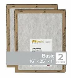 Filtrete FPL01-2PK-24 Flat Panel Air Filter, 25 in L, 16 in W, 2 MERV, For: Air Conditioner, Furnace and HVAC System  24 Pack