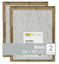 Filtrete FPL22-2PK-24 Flat Panel Air Filter, 30 in L, 20 in W, 2 MERV, For: Air Conditioner, Furnace and HVAC System  24 Pack