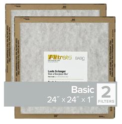 Filtrete FPL12-2PK-24 Flat Panel Air Filter, 24 in L, 24 in W, 2 MERV, For: Air Conditioner, Furnace and HVAC System  24 Pack