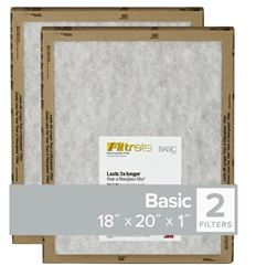 Filtrete FPL45-2PK-24 Flat Panel Air Filter, 20 in L, 18 in W, 2 MERV, For: Air Conditioner, Furnace and HVAC System  24 Pack