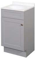 Zenna Home SBC18GY 1-Door Shaker Vanity with Top, Wood, Cool Gray, Cultured Marble Sink, White Sink