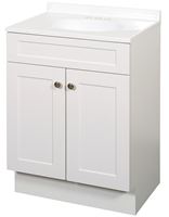 Zenna Home SBC24WW 2-Door Shaker Vanity with Top, Wood, White, Cultured Marble Sink, White Sink