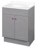 Zenna Home SBC24GY 2-Door Shaker Vanity with Top, Wood, Cool Gray, Cultured Marble Sink, White Sink