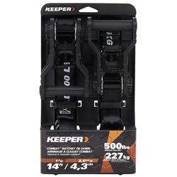 Keeper 85454 Tie-Down, 1 in W, 14 ft L, Black, 500 lb Working Load, S-Hook End 
