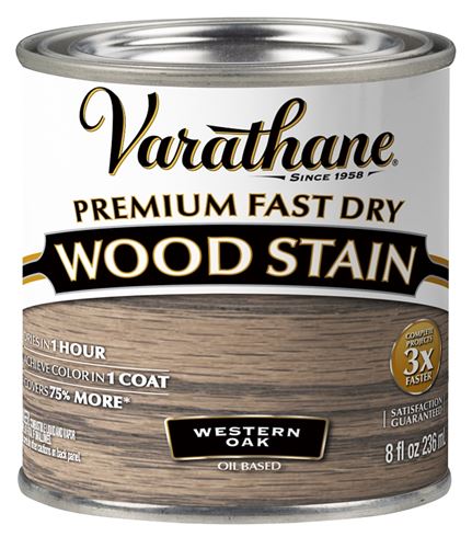 VARATHANE 370870 Premium Fast Dry Stain, Western Oak, Liquid, 0.5 pt