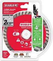 Diablo DMADT0400 Cut-Off Disc, 4 in Dia, 7/8 in, 5/8 in, 20 mm Arbor, Diamond Cutting Edge, Turbo Rim