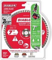 Diablo DMADT0700 Cut-Off Disc, 7 in Dia, 7/8, 5/8 in Arbor, Diamond Cutting Edge, Turbo Rim