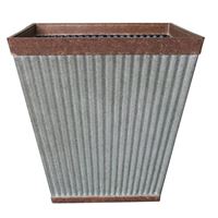 Southern Patio HDR-046851 Westlake Planter, 16 in W, 16 in D, Square, Resin, Rustic Galvanized, Silvery