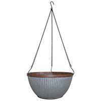 Southern Patio HDR-054801 Westlake Hanging Basket, Grooved Pattern, Resin, Rustic Galvanized
