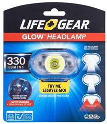 LIFE+GEAR 41-3827 Multi-Function Glow Headlamp, AAA Battery, Alkaline Battery, COB LED Lamp, 330 Lumens, 2.5 hr Run Time